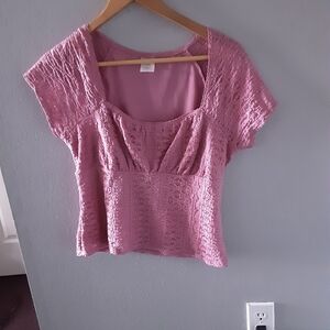 No Boundaries Pink Textured Blouse